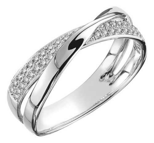 Increíble Anillo Cruzado En Forma De X Con Circonitas