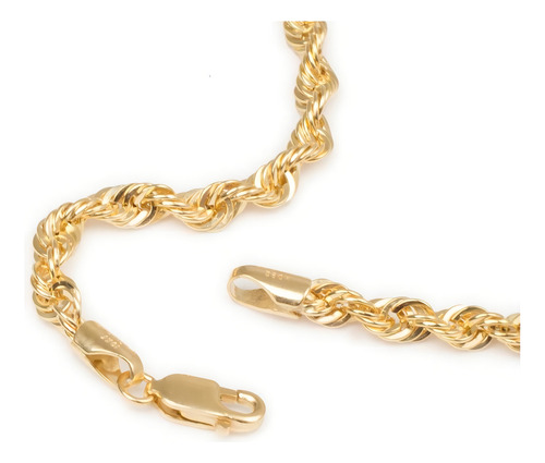Pulsera Torsal 4mm Unisex 21cm Oro Italiano Hueco 10k Largo 21 Cm