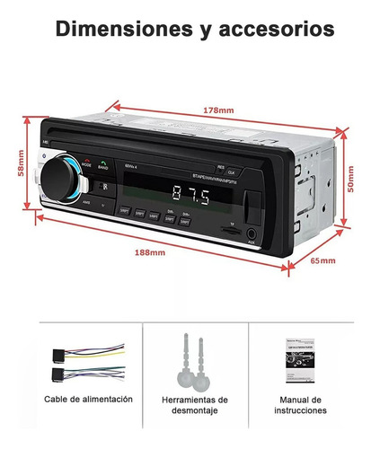 Radio Estéreo Estéreo Mp3 Jsd-520 Bluetooth Usb 1 Din Fm Aux