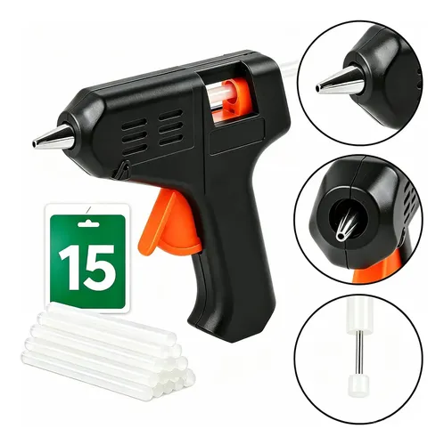 Kit Pistola de Cola Quente 20W Bivolt + 15 Bastões, Ideal para Artesanato, Decoração e Reparos Domésticos