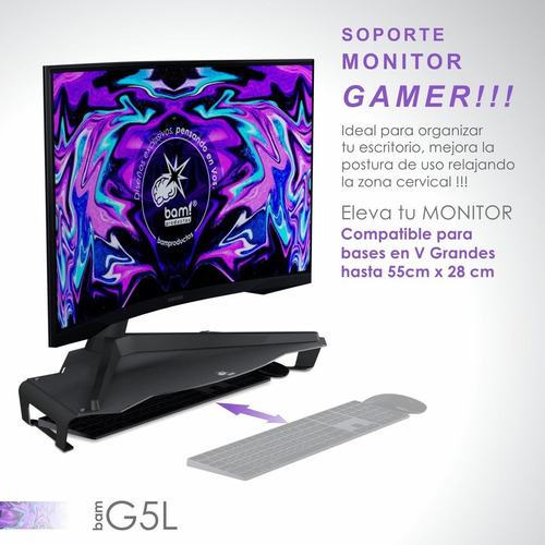 Imagen 5 de 9 de Soporte Monitor Gamer Bam G5l Largo Samsung/univ Premium!!!