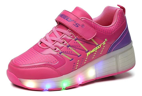 Zapatillas Wheelys Con Luces Y Rueda Rosa
