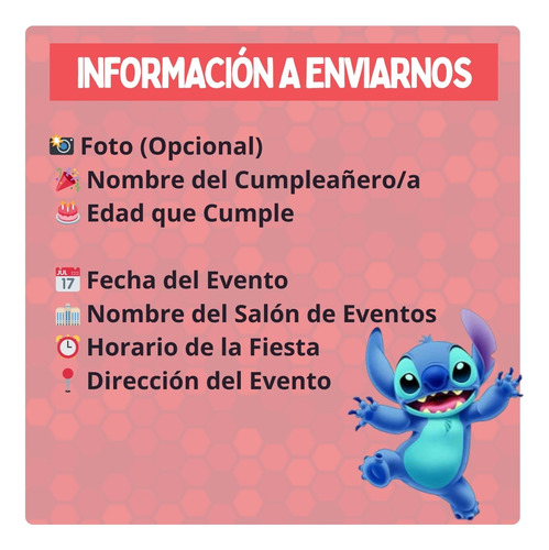 Invitación Digital Animada De Cumpleaños Infantil - Tiziben Stich
