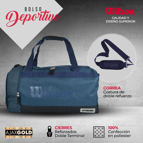 Imagen 4 de 10 de Bolso Wilson Deportivo Viaje Urbano Bolsillo Gimnasio Fit