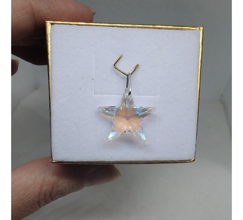 Pingente Estrela Swarovski Blue Boreal 2.0 Cm Em Prata 925