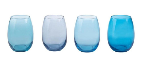 Imagen 2 de 2 de Set 4 Vasos De Vidrio Stemless Azules 430 Ml