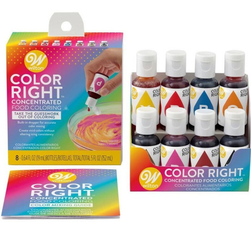 Imagen 1 de 10 de Colorante Comestible Liquido X 8 Color Right Wilton Titanweb