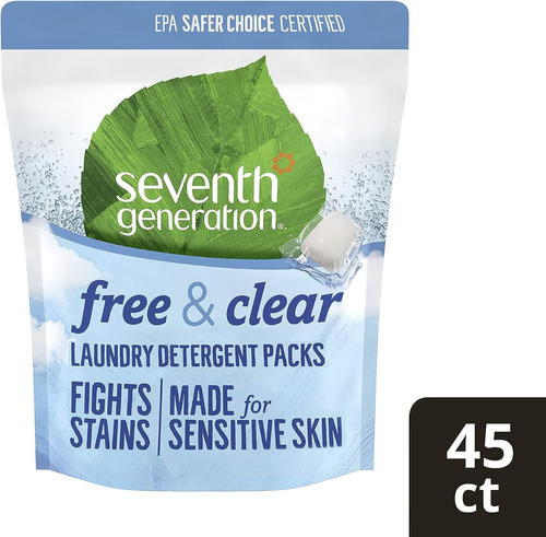 Detergente De Ropa Seventh Libre Y Transparente 45 Unidades