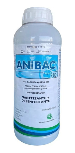 Anibac 580 Sales Cuaternarias Sanitizante Desinfectante 1 Lt