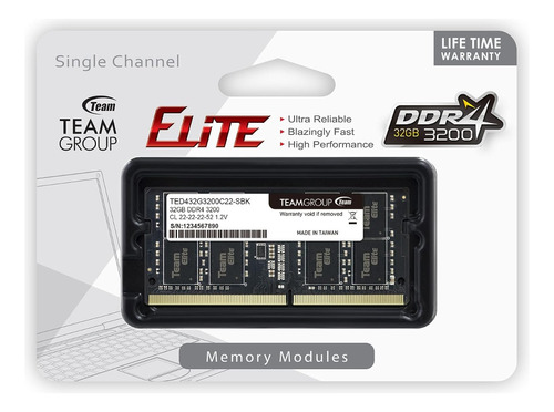 Teamgroup Elite Ddr4 32gb Single 3200mhz Pc4-25600 Cl22