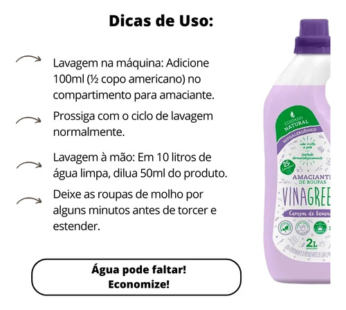 3 Amaciante Vinagreen 2l Elimina Resíduos Produto Orgânico