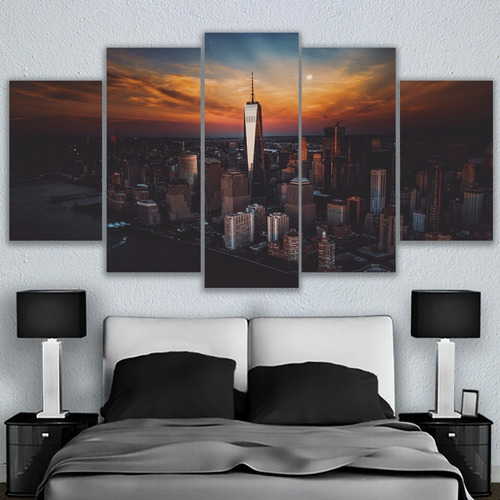 5 Cuadros Canvas Dubai Ciudad Atardecer Artistico Diseño
