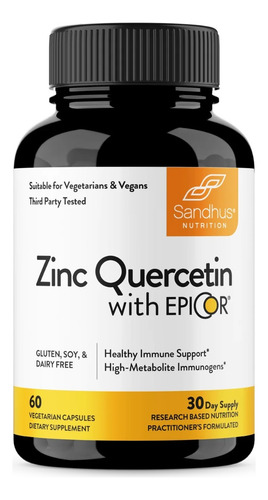 Sandhus Zinc Quercetina Con Epicor 60 Vegcaps Sabor Sin Sabor