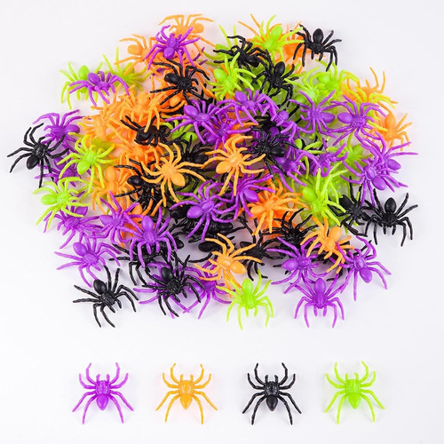 Jialwen 120 Piezas Realistas Halloween Arañas De Plástico 4 