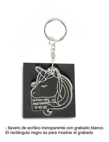 10 Llaveros Souvenir Cumpleaños Unicornio Acrilico Corte Y Grabado Laser