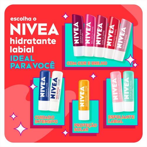 Protector Labial Morango Shine Nivea Blister 4,8g