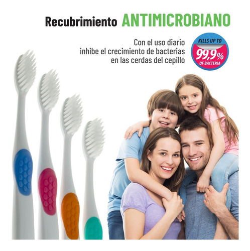 Vital Green Cepillo De Dientes Antibacterial, Blanco 4 Pack