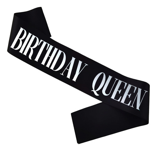 Banda Cumpleaño Queen Negra Aluminio Plateado Para Mujer 21