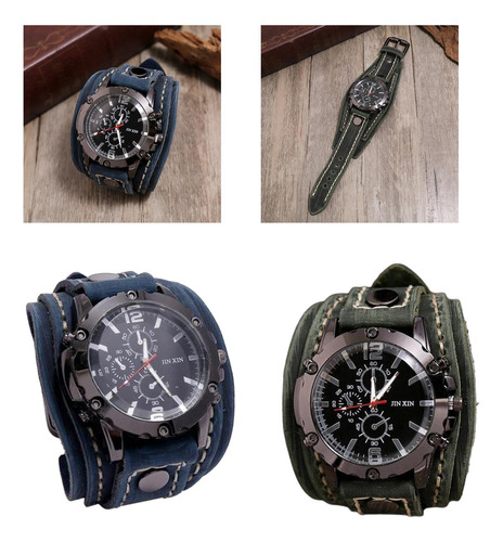 Reloj De Cuero Vintage Con Correa Ancha Y Números