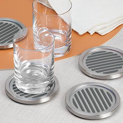 Forma Posavasos, Acero Inoxidable Cepillado, Juego De 4