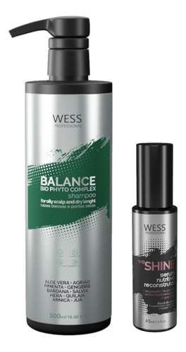 Kit Wess Balance Shampoo 500ml + We Shine Reparador 45ml