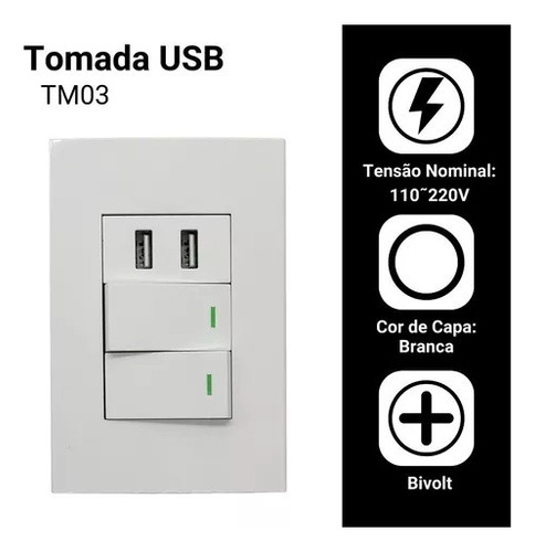 Interruptor Tomada Com Entrada Usb 10a Bivolt Modular Casa