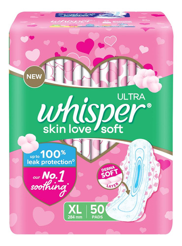 Whisper Almohadillas Sanitarias Ultrasuaves - 50 Piezas (xl)