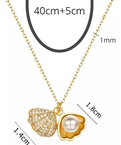 Collar Dije De Concha Con Perla Marina Conchita Ostra De Mar Con Piedra Preciosa Chapada En Oro De 18k Para Mujer Dama Elegante Color Dorado Playa-taikula