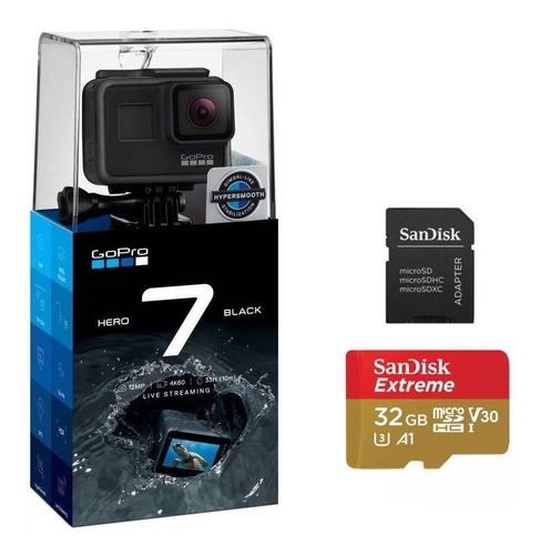 Imagem 1 de 6 de Câmera Gopro Hero 7 Black + Cartão 32gb Original Com Nota