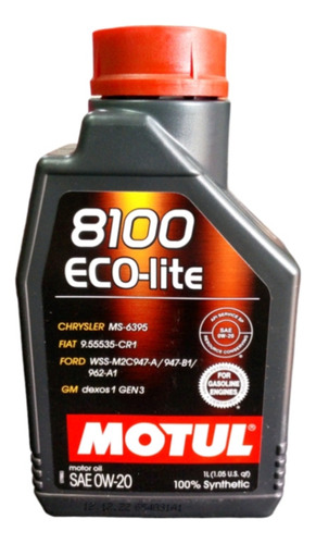 Aceite 0w20 Motul 8100 Sintetico