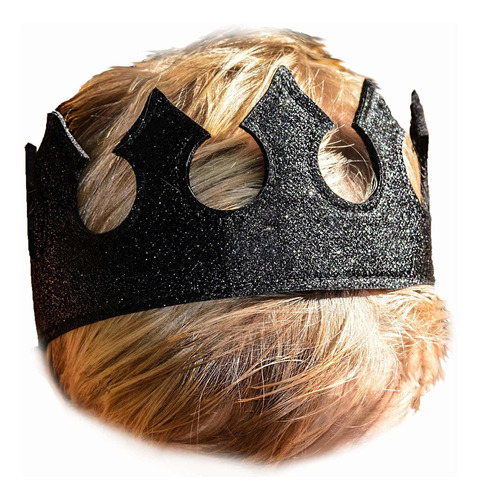 Boy Dress Up Play Time Crown En Midnight Black Glittery Fies