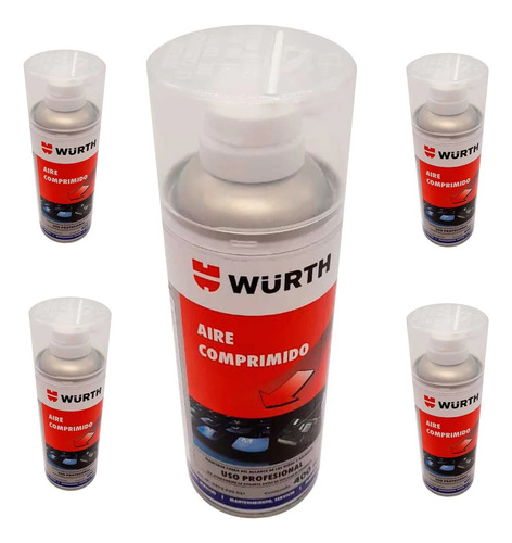 Kit 5 Aire Comprimido Wurth 400ml Remueve Polvo Suciedad