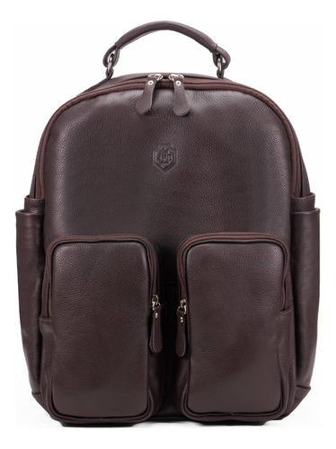 Mochila Faculdade Escola Notebook 15,6 Em Couro Legítimo Cor Floater Café