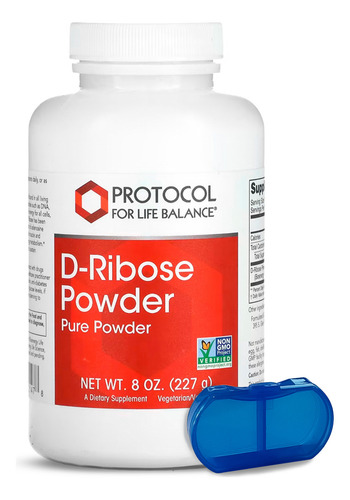 D-ribose Em Pó Protocol 227 G Puro + Porta Cápsulas Sabor N/a