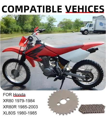 Piñón Y Cadena 28t Honda Xr80 Xr80r 1973-1999