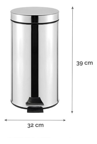 Bote De Basura Con Pedal H&s Accents 12l Color Plateado