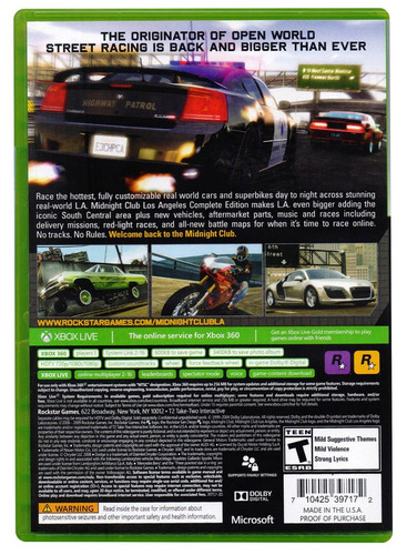 Midnight Club Los Angeles Complete Edition Xbox 360 Karzov Envio Gratis