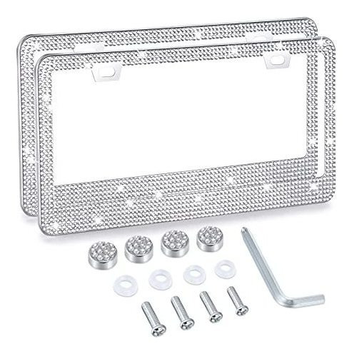 Marco - Bling License Plate Frames 2 Pack, Gioyonil Glitter  (Reacondicionado)