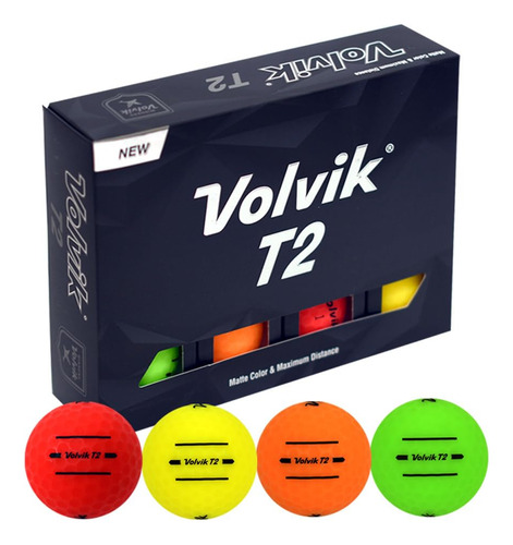 Bolas De Larga Distancia Mate De Polímero T2 12 Piezas Varios Colores