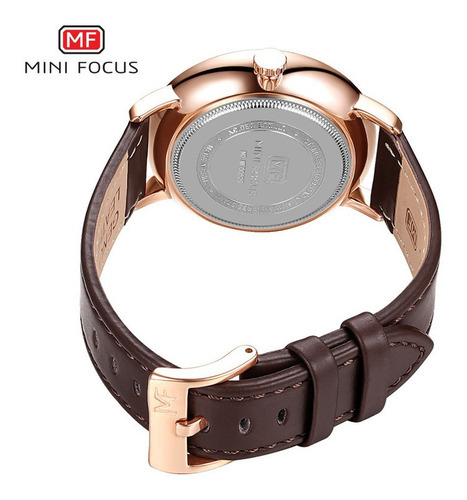 Reloj De Caballero Impermeable De Cuero Casual Mini Focus Color De La Correa Marrón