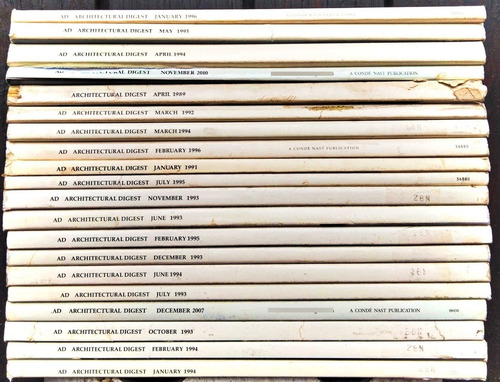 20 Revistas Diferentes De Architectural Digest En Pasta Blan (Usado)