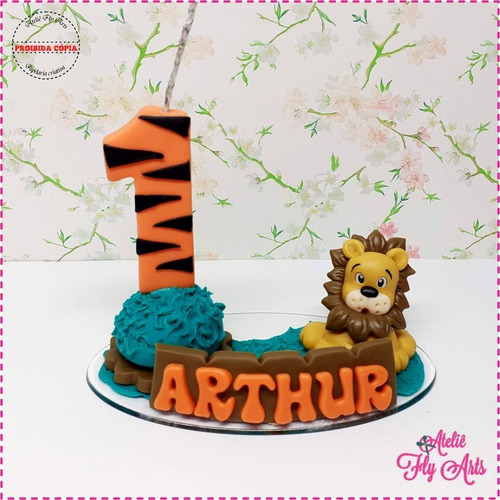 Imagem 4 de 6 de Vela Aniversário Topo Bolo Personagens Biscuit Safari