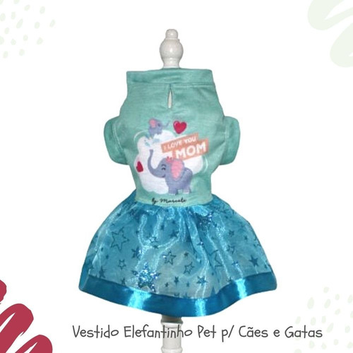 Vestido Pet Mom P/ Cães Gatos Filhotes Pinscher Shithu - Pp