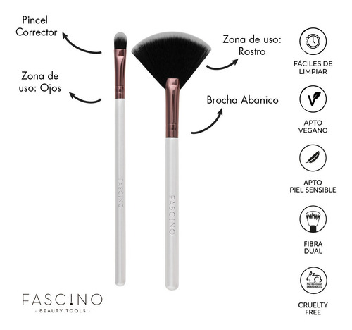 Imagen 7 de 12 de Set 15 Brochas Y Pinceles De Maquillaje Crueltyfree Fascino
