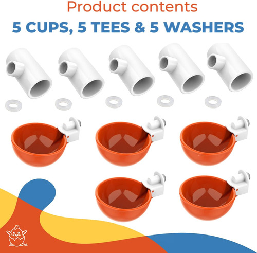 5 Piezas Grandes Tazas De Agua Automáticas Pollos Cone...