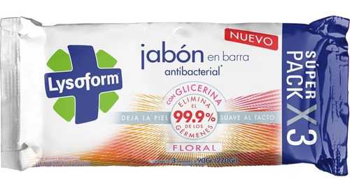 Jabon En Barra Lysoform Antibacterial 99% De Los Germenes X3