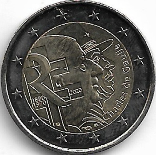 França Moeda 2 Euro 2020 F C (general Charles De Gaulle)