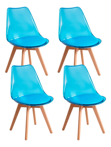 Set De 4 Sillas Tulip Acrílico Transparente Komfort