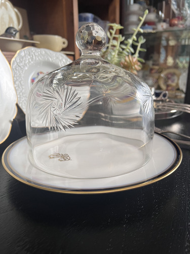 Campana Antigua Cristal Hialino Tallada Quesera Bombonera (Usado)