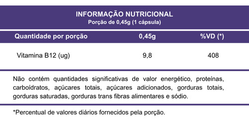 Vitamina B12 Metilcobalamina 60 Cápsulas Duom Original Pura